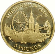 5 Pounds - Elizabeth II Millennium; Gold Proof, United Kingdom, 1998 reverse image