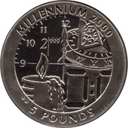5 Pounds - Elizabeth II Millennium; Virenium, United Kingdom, 1999 reverse image