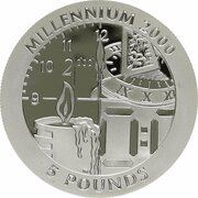 5 Pounds - Elizabeth II Millennium; Silver Proof, United Kingdom, 1999 reverse image