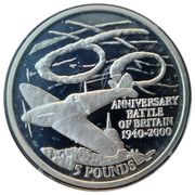 5 Pounds - Elizabeth II Battle of Britain; Silver Proof, United Kingdom, 2000 reverse image