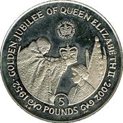 5 Pounds - Elizabeth II Queen's Golden Jubilee, United Kingdom, 2002 reverse image
