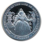 5 Pounds - Elizabeth II Elizabeth I; Silver Proof, United Kingdom, 2003 reverse image