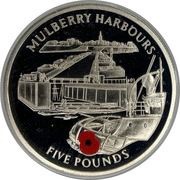5 Pounds - Elizabeth II Mulberry Harbours-Coloured Poppy, United Kingdom, 2004 reverse image