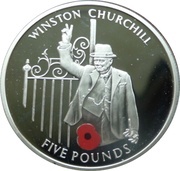 5 Pounds - Elizabeth II Winston Churchill-Coloured Poppy, United Kingdom, 2004 reverse image