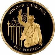 5 Pounds - Elizabeth II Winston Churchill; Gold Proof, United Kingdom, 2004 reverse image