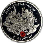 5 Pounds - Elizabeth II Battle of Stalingrad-Coloured Poppy, United Kingdom, 2004 reverse image