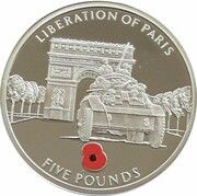 5 Pounds - Elizabeth II Liberation of Paris, United Kingdom, 2005 reverse image