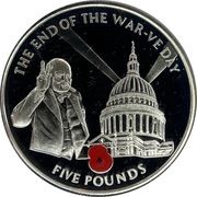 5 Pounds - Elizabeth II The end of world war VE- day, United Kingdom, 2005 reverse image