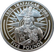 5 Pounds - Elizabeth II Horatio Nelson on compass, United Kingdom, 2005 reverse image