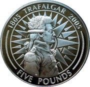 5 Pounds - Elizabeth II Pierre de Villeneuve - Nelson's officer, United Kingdom, 2005 reverse image