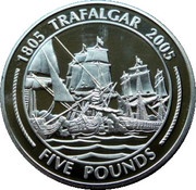 5 Pounds - Elizabeth II Three warships - Breaking the line, United Kingdom, 2005 reverse image