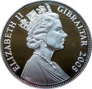 5 Pounds - Elizabeth II Tracking the opponents by telescope obverse image