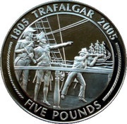 5 Pounds - Elizabeth II Tracking the opponents by telescope, United Kingdom, 2005 reverse image