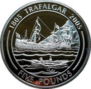 5 Pounds - Elizabeth II HMS Victory towed away, United Kingdom, 2005 reverse image
