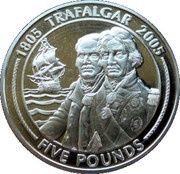 5 Pounds - Elizabeth II Nelson and Hardy, United Kingdom, 2005 reverse image