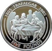 5 Pounds - Elizabeth II Nelson explaining the plans, United Kingdom, 2005 reverse image