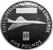 5 Pounds - Elizabeth II First Supersonic Flight of Concorde, United Kingdom, 2006 reverse image