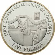 5 Pounds - Elizabeth II Concorde's First Commercial Flight, United Kingdom, 2006 reverse image