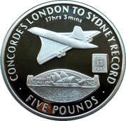 5 Pounds - Elizabeth II Concorde's London to Sydney Record, United Kingdom, 2006 reverse image