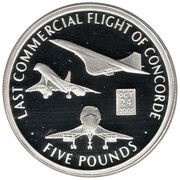 5 Pounds - Elizabeth II Last Commercial Flight of Concorde, United Kingdom, 2006 reverse image