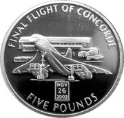 5 Pounds - Elizabeth II Final Flight of Concorde, United Kingdom, 2006 reverse image