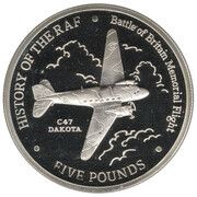 5 Pounds - Elizabeth II History of the RAF - C47 Dakota, United Kingdom, 2007 reverse image