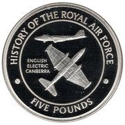 5 Pounds - Elizabeth II English Electric Canberra, United Kingdom, 2008 reverse image