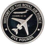 5 Pounds - Elizabeth II Vickers VC10, United Kingdom, 2008 reverse image