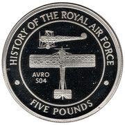 5 Pounds - Elizabeth II AVRO 504, United Kingdom, 2008 reverse image