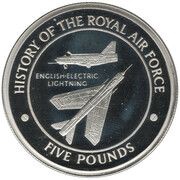 5 Pounds - Elizabeth II English Electric Lightning, United Kingdom, 2008 reverse image