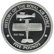5 Pounds - Elizabeth II RAF SE5a, United Kingdom, 2008 reverse image