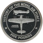 5 Pounds - Elizabeth II Hawker Typhoon, United Kingdom, 2008 reverse image