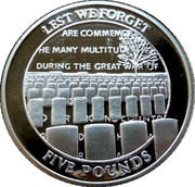 5 Pounds - Elizabeth II Grave Stones, United Kingdom, 2008 reverse image