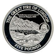 5 Pounds - Elizabeth II The Great Fire of London, United Kingdom, 2008 reverse image