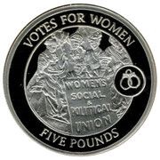 5 Pounds - Elizabeth II Votes for Women, United Kingdom, 2009 reverse image