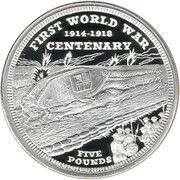 5 Pounds - Elizabeth II Outbreak WWI - Land, United Kingdom, 2014 reverse image