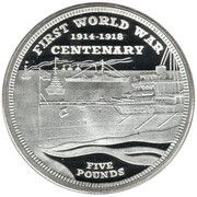 5 Pounds - Elizabeth II Outbreak WWI - Sea, United Kingdom, 2014 reverse image