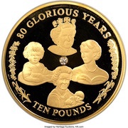 10 Pounds - Elizabeth II 80 Glorious Years, United Kingdom, 2006 reverse image