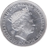 100 Pounds - Elizabeth II 2 oz Silver Piedfort obverse image