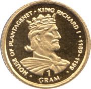 1⁄32 Crown - Elizabeth II King Richard I, United Kingdom, 1999 reverse image