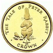 1⁄25 Crown - Elizabeth II Peter Rabbit, United Kingdom, 1998 reverse image