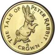 ⅒ Crown - Elizabeth II Peter Rabbit; Gold Proof, United Kingdom, 1995 reverse image