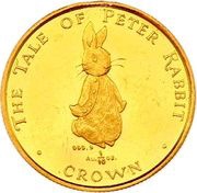 ⅒ Crown - Elizabeth II Peter Rabbit standing, United Kingdom, 1997 reverse image