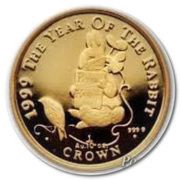 ⅒ Crown - Elizabeth II The year of the Rabbit; Peter Rabbit; Gold Proof, United Kingdom, 1999 reverse image