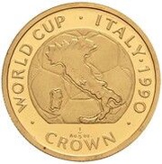 ⅕ Crown - Elizabeth II World Cup - Map; Gold Proof, United Kingdom, 1990 reverse image