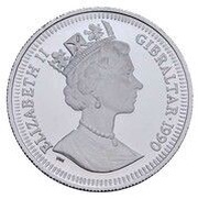 ⅕ Crown - Elizabeth II World Cup - Map; Platinium Proof obverse image