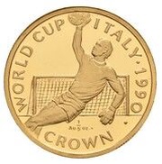 ⅕ Crown - Elizabeth II World Cup - Goalkeeper; Gold Proof, United Kingdom, 1990 reverse image