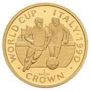 ⅕ Crown - Elizabeth II World Cup - Two players; Gold Proof, United Kingdom, 1990 reverse image