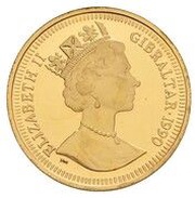 ⅕ Crown - Elizabeth II World Cup - Three players; Gold Proof obverse image