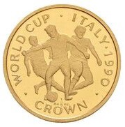 ⅕ Crown - Elizabeth II World Cup - Three players; Gold Proof, United Kingdom, 1990 reverse image